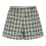 Productfoto blauw-bruine tweed short met pailletten HEYB Club Romee | Jo&Co Club