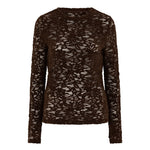 Productfoto bruine kanten top met lange mouwen HEYB Club Velvet Lacey | Jo&Co Club