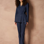 Blazers Ilana - Pinstripe Tailored donkerblauw – double-breasted met ceintuur | Jo&Co Club
