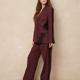 Blazer met kant Lofty Manner Kae in bordeauxrood met bijpassende broek Koya | Jo&Co Club