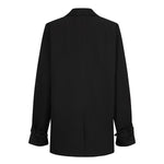 Achterkant zwarte blazer Jadie – rechte rug en mouwen met knooplipje | Jo&Co Club