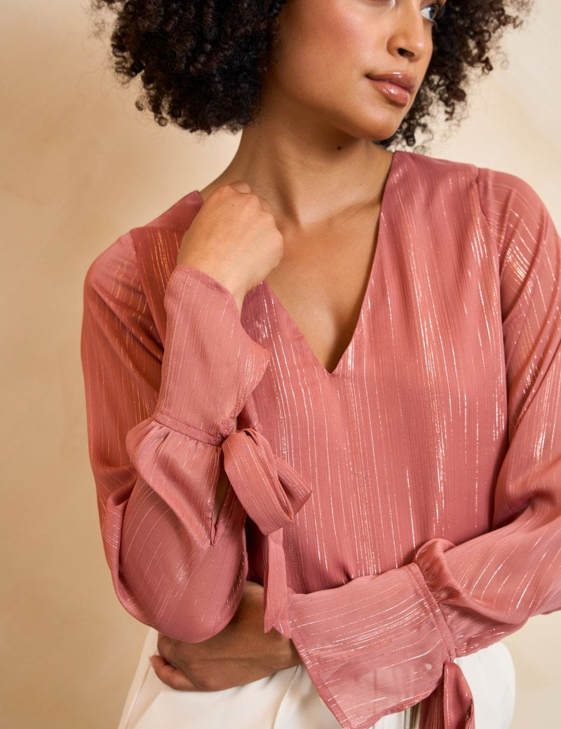 Lofty Manner Blouse Lora Mauve pink – Truien van Lofty Manner, kleur 34/XS, maat | Jo&Co Club