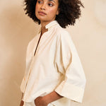 Lofty Manner Blouse Selou | Ecru in Licht ivoorkleurig, blouse en broek met oversized