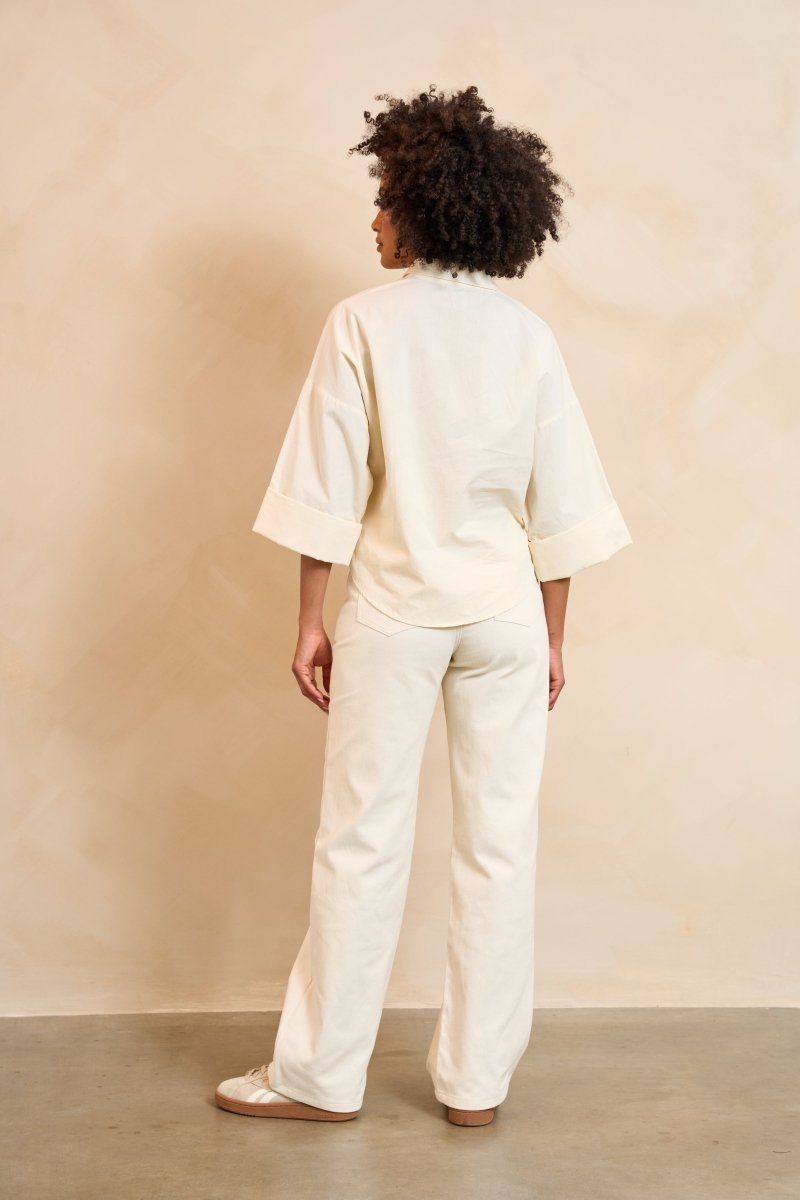 Lofty Manner Blouse Selou | Ecru in Licht ecru, blouse en broek (co-ord set)