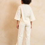 Lofty Manner Blouse Selou | Ecru in Licht ecru, blouse en broek (co-ord set)