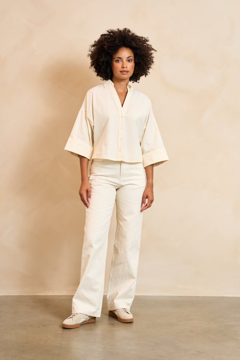 Lofty Manner Blouse Selou | Ecru in Zacht ecru, wide leg