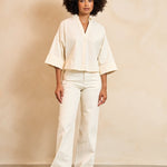 Lofty Manner Blouse Selou | Ecru in Zacht ecru, wide leg