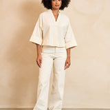 Lofty Manner Blouse Selou | Ecru in Zacht ecru, wide leg