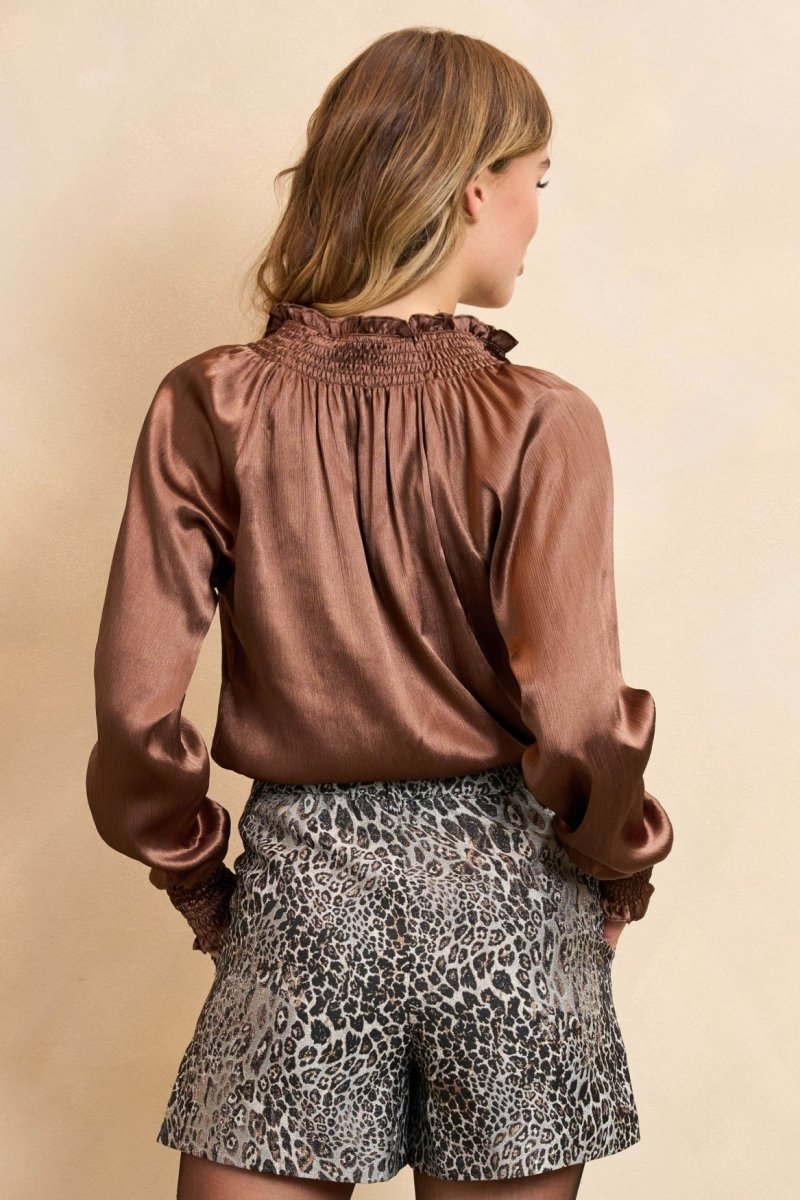 Lofty Manner Blouse Tyra bruin – Blouses van Lofty Manner, kleur XS, maat | Jo&Co