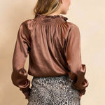 Lofty Manner Blouse Tyra bruin – Blouses van Lofty Manner, kleur XS, maat | Jo&Co