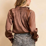 Lofty Manner Blouse Tyra bruin – Blouses van Lofty Manner, kleur XS, maat | Jo&Co