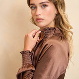 Lofty Manner Blouse Tyra bruin – Blouses van Lofty Manner, kleur XS, maat | Jo&Co