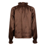 Lofty Manner Blouse Tyra bruin – Blouses van Lofty Manner, kleur XS, maat | Jo&Co