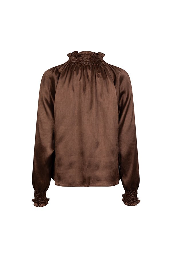 Lofty Manner Blouse Tyra bruin – Blouses van Lofty Manner, kleur XS, maat | Jo&Co