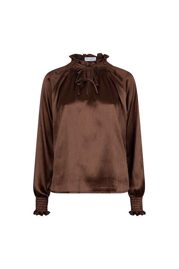 Lofty Manner Blouse Tyra bruin – Blouses van Lofty Manner, kleur XS, maat | Jo&Co