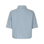 Achteraanzicht van een kortgeknipte blouse met een kraag en korte, wijde mouwen | Lofty Manner Hera | Jo&Co Club