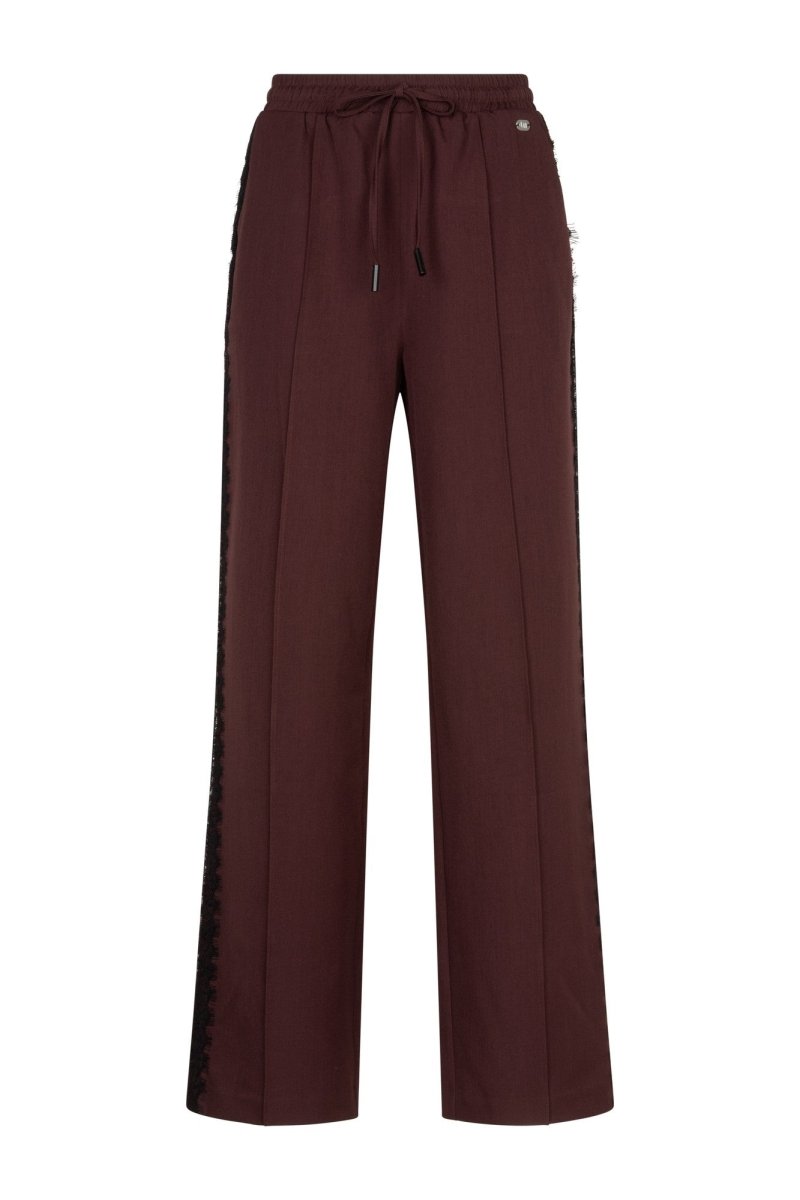 Productfoto broek met kant Lofty Manner Koya in burgundy, voorkant | Jo&Co Club