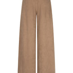 Achterkant taupe ribcord broek Josy – tailleband met label en wijde pijpen | Jo&Co Club