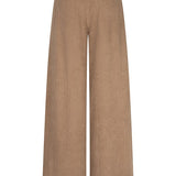 Achterkant taupe ribcord broek Josy – tailleband met label en wijde pijpen | Jo&Co Club