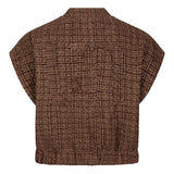 achteraanzicht van bruin tweed gilet van Lofty Manner