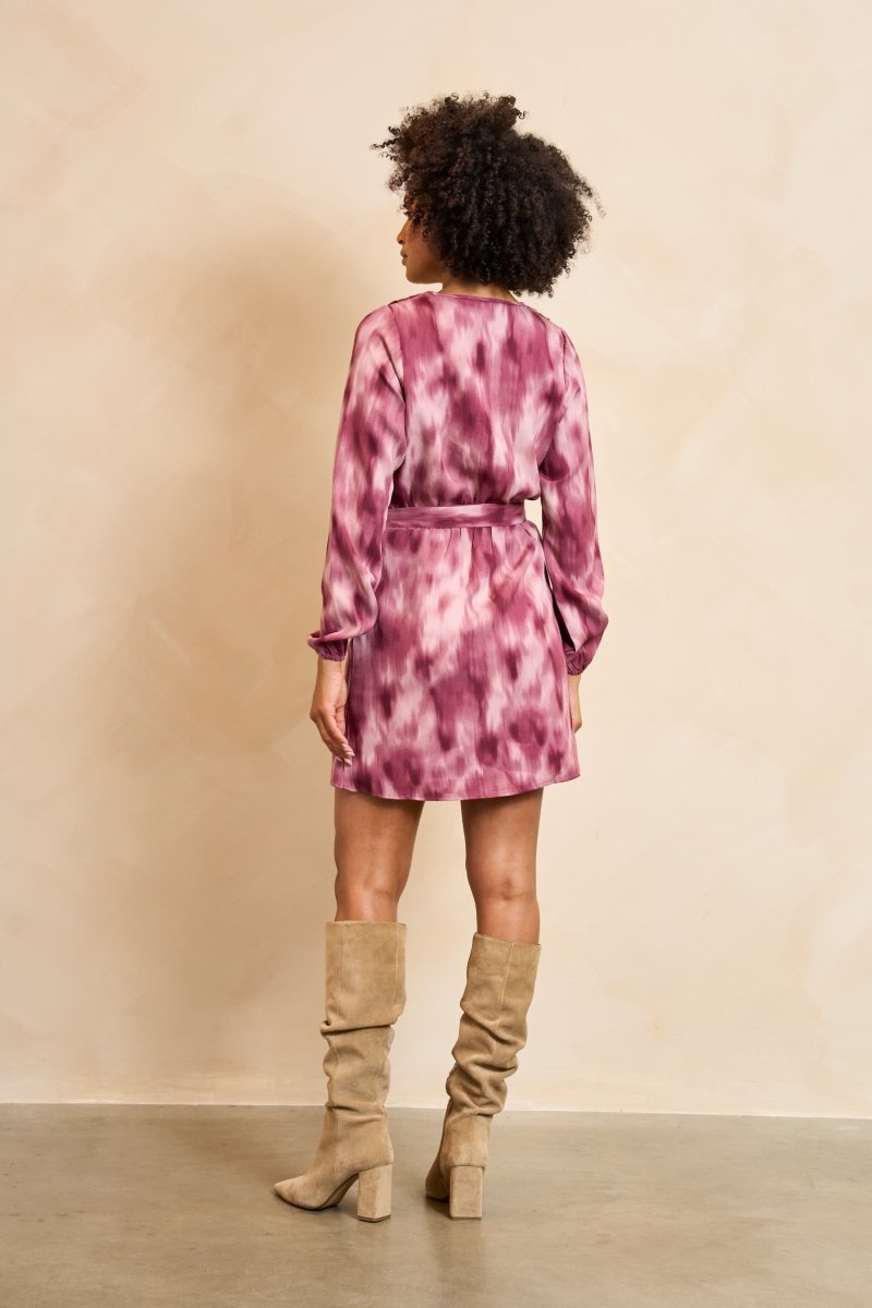 Lofty Manner Dress Alou | Mauve Ombre in Diep roodpaars en gebroken wit, a-lijn