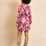 Lofty Manner Dress Alou | Mauve Ombre in Diep roodpaars en gebroken wit, a-lijn