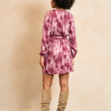 Lofty Manner Dress Alou | Mauve Ombre in Diep roodpaars en gebroken wit, a-lijn