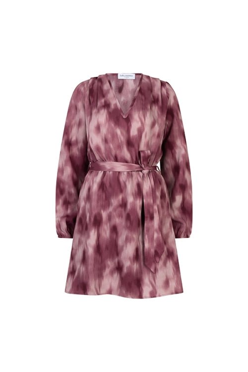 Lofty Manner Dress Alou | Mauve Ombre in Diep pruimpaars en gebroken wit, getailleerd