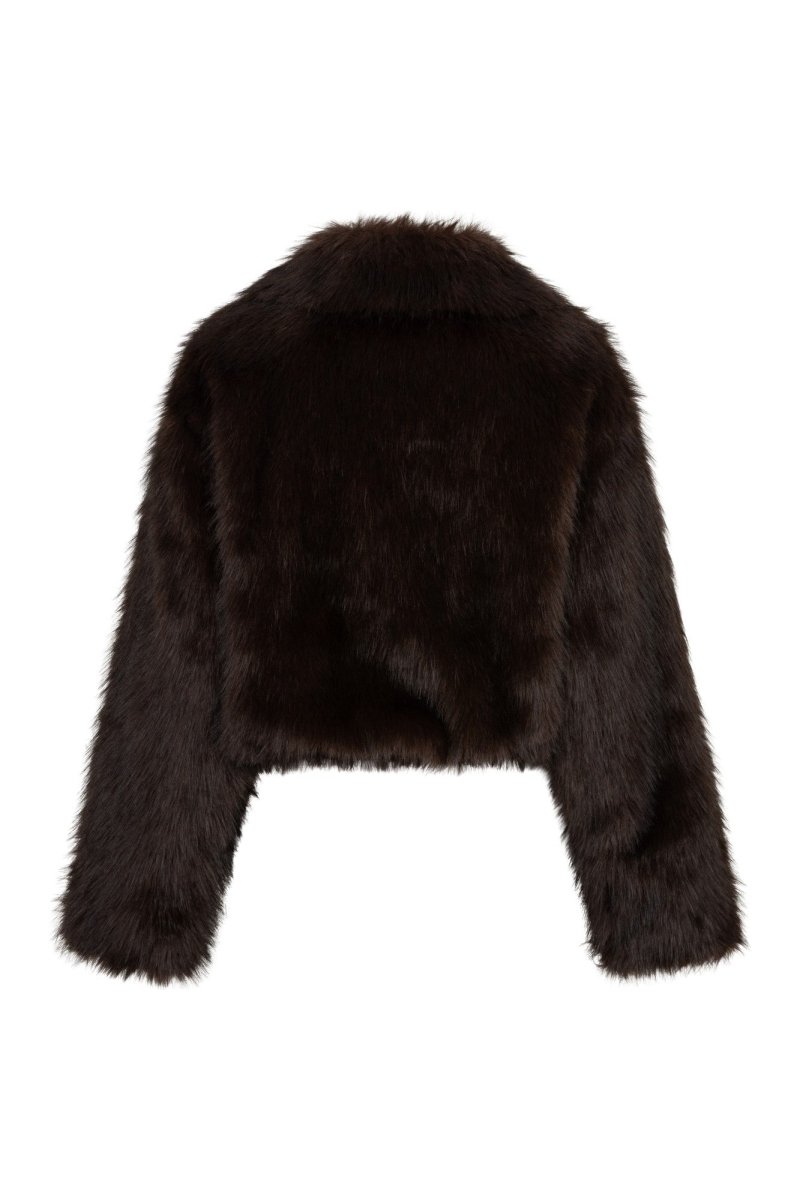 Productfoto achterkant fake fur jas Lofty Manner Kaia in brown | Jo&Co Club