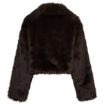Productfoto achterkant fake fur jas Lofty Manner Kaia in brown | Jo&Co Club