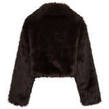 Productfoto achterkant fake fur jas Lofty Manner Kaia in brown | Jo&Co Club