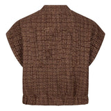 achteraanzicht van bruin tweed gilet van Lofty Manner