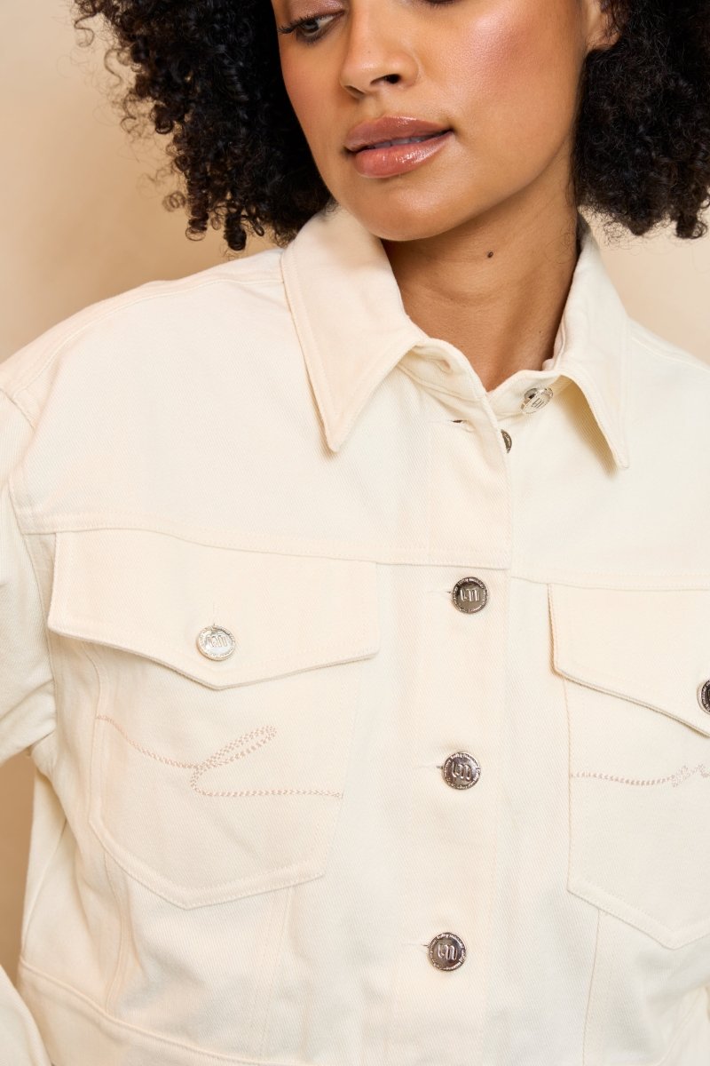 Lofty Manner Jacket Iselin | Ecru in Ecru, Recht model met een enigszins relaxte pasvorm