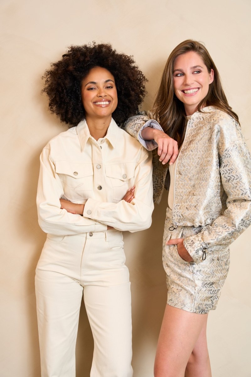 Lofty Manner Jacket Iselin | Ecru in effen crèmekleurig/licht beige, hoge taille