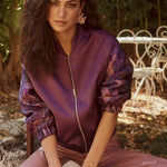 Lofty Manner Jacket Oree | Purple in lijf in diep pruimpaars, wide leg