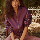 Lofty Manner Jacket Oree | Purple in lijf in diep pruimpaars, wide leg