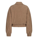 Achterkant taupe ribcord jasje Jaxy – elastische zoom en ruime mouwen | Jo&Co Club