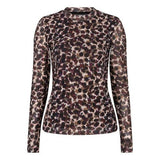 Mesh top met print Lofty Manner Iniko – lange mouwen en abstracte print, voorkant | Jo&Co Club
