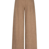 Achterkant taupe ribcord broek Josy – tailleband met label en wijde pijpen | Jo&Co Club