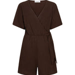 Een donkerbruine playsuit, vrijstaand gefotografeerd tegen een witte achtergrond | Lofty Manner Maddie | Jo&Co Club