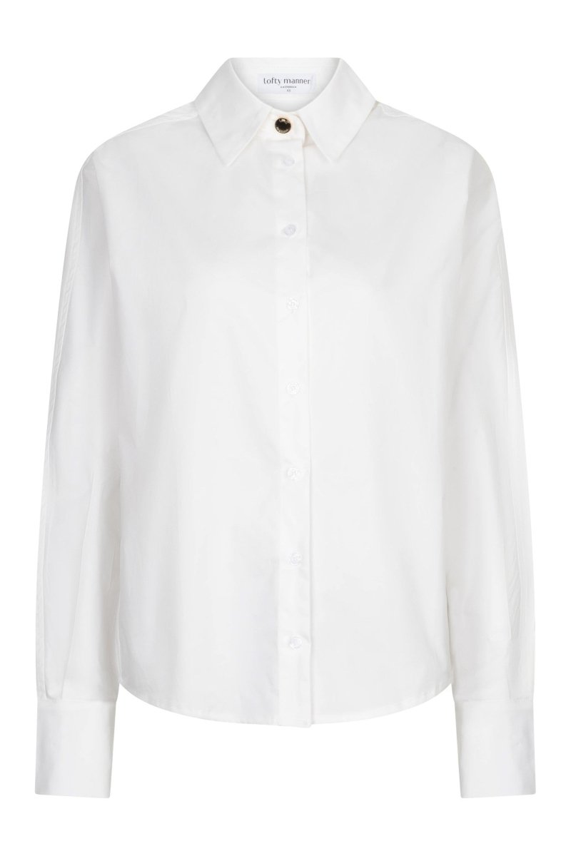 Productfoto witte poplin blouse Lofty Manner Kila, voorkant | Jo&Co Club