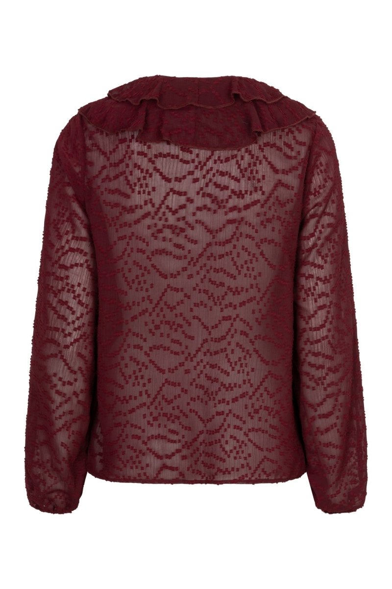 Productfoto achterkant blouse Lofty Manner Kio in burgundy | Jo&Co Club