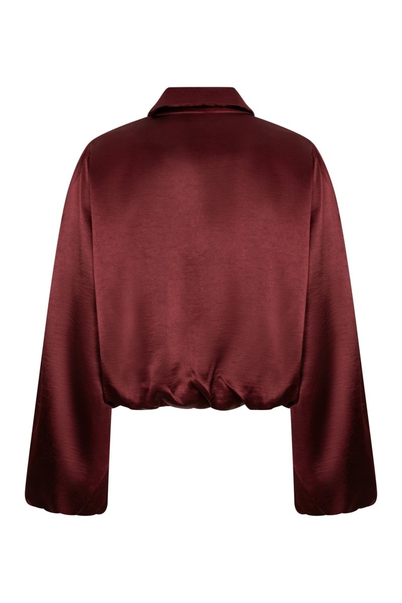Productfoto achterkant bomberjack Lofty Manner Kairi in burgundy | Jo&Co Club
