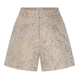 Lofty Manner Short Ninou | Silver in Licht champagnebeige, Hoge taille, relaxed fit, wijde pijpen