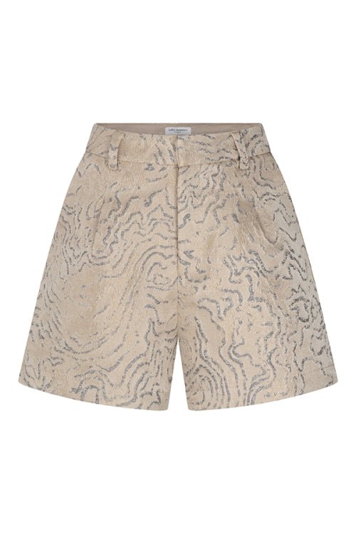 Lofty Manner Short Ninou | Silver in Licht champagnebeige, Hoge taille, relaxed fit, wijde pijpen