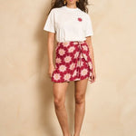 Rok Lofty Manner Skirt Azura | Multi Brique rood – wikkelrok met zonneprint | Jo&Co Club
