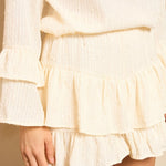 Lofty Manner Skort Melly in crème met gelaagde ruches en pailletten | Jo&Co Club