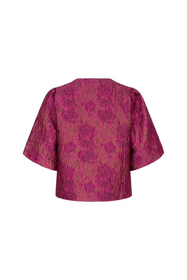 Achterkant van een vrijstaande, cropped top in een fuchsia roze kleur | Lofty Manner Gianna | Jo&Co Club