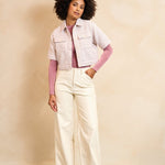 Lofty Manner Top Ines | Ecru Mauve Pink in Zacht poederroze; Overshirt: Crèmekleurige, wide leg