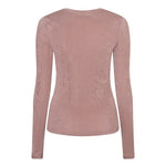 Achterkant lichtroze longsleeve Jessy – lange mouwen en gladde glanzende stof | Jo&Co Club
